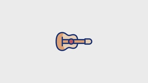 Flat Design Animated Guitar Icon for Music Projects