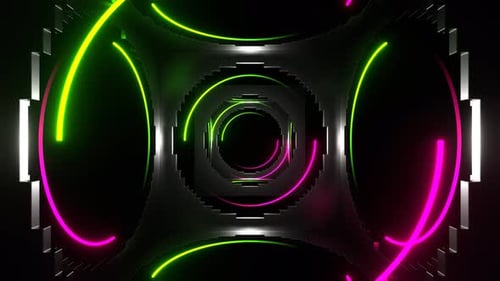 Hellgrüne und rosafarbene Neonlichter in Löchern oder Quadraten, Hintergrund, VJ Loop, 4K