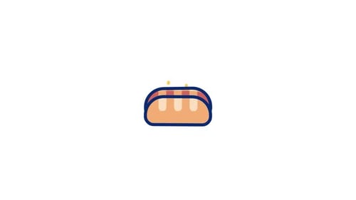 Animated Flat Design Hotdog Bun Icon Loop