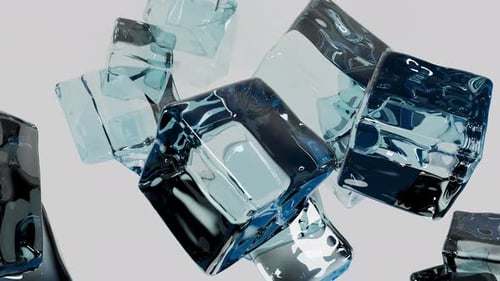 Glass, transparent, shiny shapes move in space