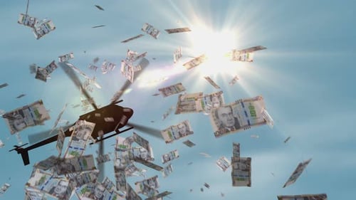 Peru Sol PEN 100 banknotes helicopter money dropping