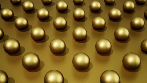 Matte Gold Color Metal Spheres Background Loop