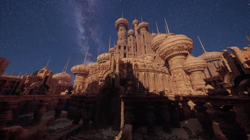 Towering Building Under Starry Sky