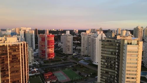 Building of apartment for the sunset