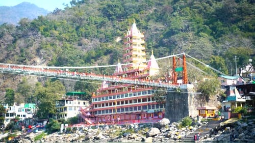 Ram Jhula This long famous pedestrian suspension bridge crossing the Ganges River offers scenic view