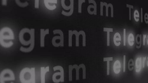 Scrolling Pixelated Text on Digital Screen Background