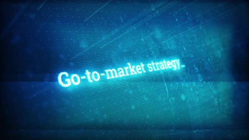 Digital Screen Showing Go To Market Strategy Message