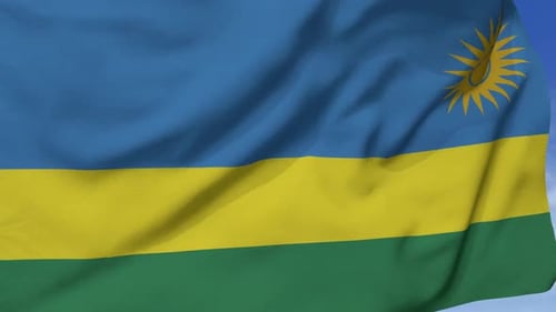 Rwanda National Flag Waving in Realistic Slow Motion