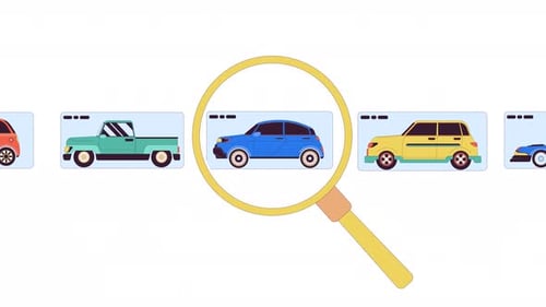 Choosing car online line 2D animation