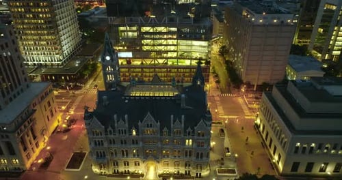 Aerial View of Old City Hall Building in Historical Capitol Square District of Downtown Richmond