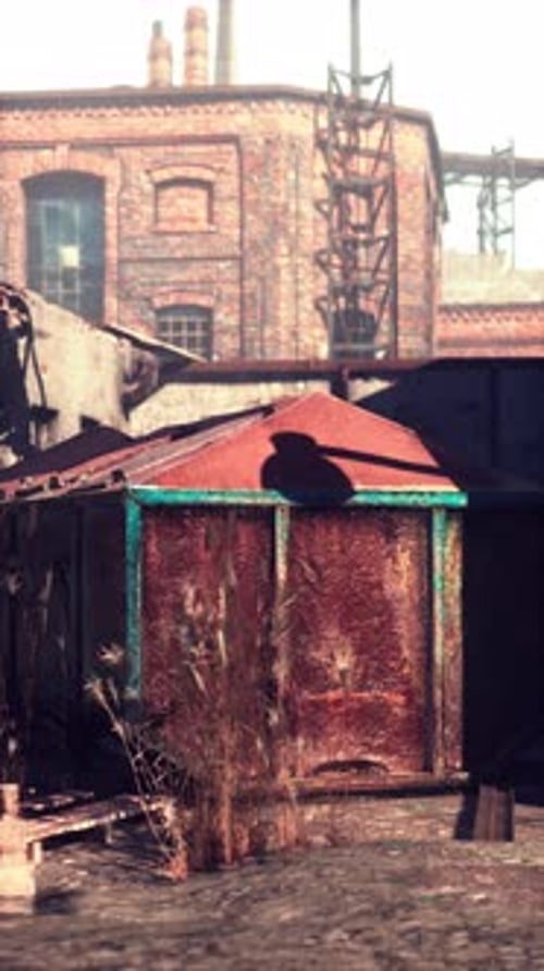 Derelict Factory Complex at Dusk Vertical