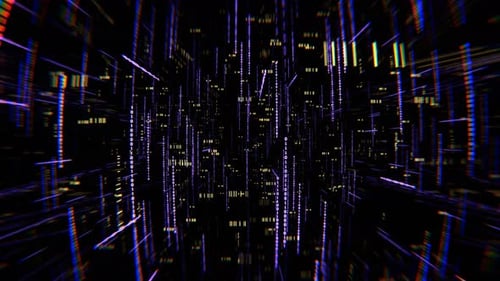 Purple And Light Yellow Digital Space Neon Code Elements Background Vj Loop In 4K