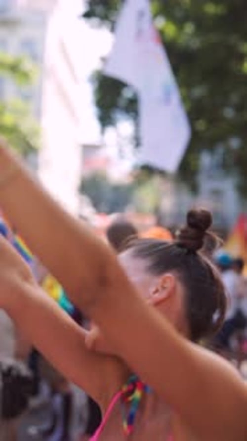 A Vibrant and Joyous Celebration at the Pride Parade Featuring Colorful Attire and Enthusiasm