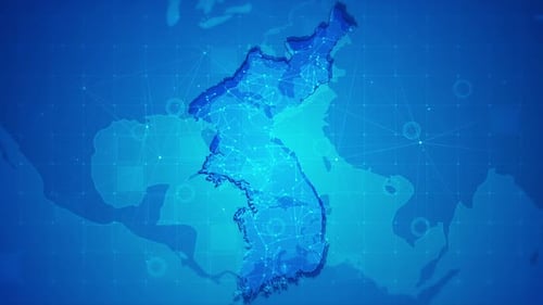 Digital Korea Map Network Connection Animation