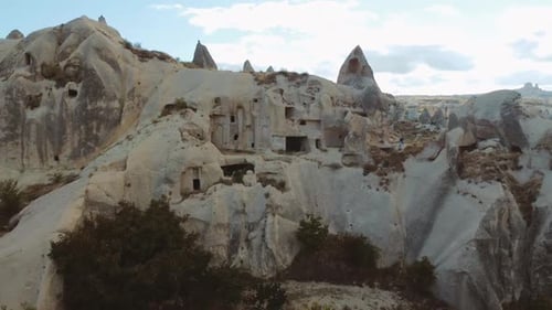Aerial Footage of Red Valley Rocks in Goreme Capadoccia Turkey