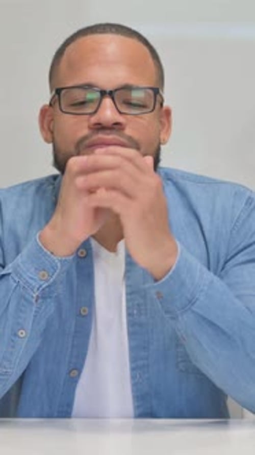 Pensive Mixed Race Man Thinking New Plan, vertical video