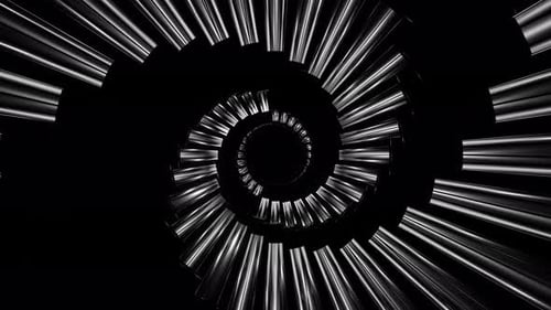 Spiral Portal 3D Geometric with Metallic Reflection - VJ Loop Animation