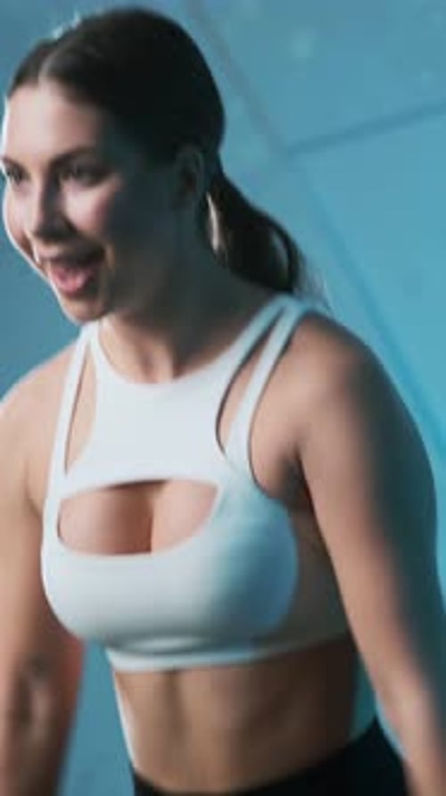 Woman Bouncing on Trampoline for Intense Exercise