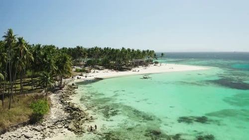 Breathtaking Aerial View of a Tropical White Sand Beach Island