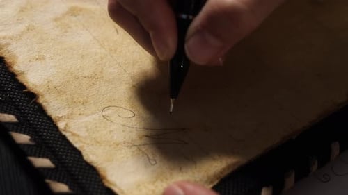 Writing Letter on Old Paper with Fountain Pen