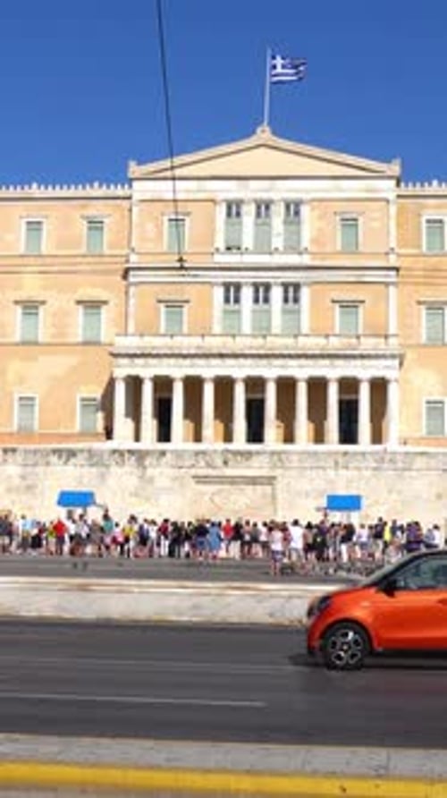 Hellenic Parliament Building Traffic in Syntagma Square Athens