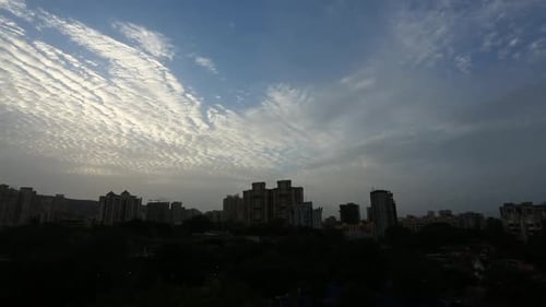 Cityscape time lapse in Mumbai, sunset in winter.