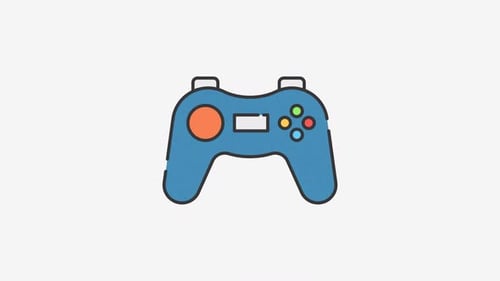 Animated Blue Game Controller Icon with Modern Design