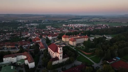Aerial view of the city of Slavkov u Brna in the Czech Republic