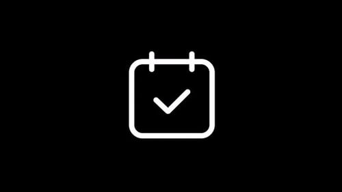 Animated Flat Line Calendar Clock Checkmark Icon