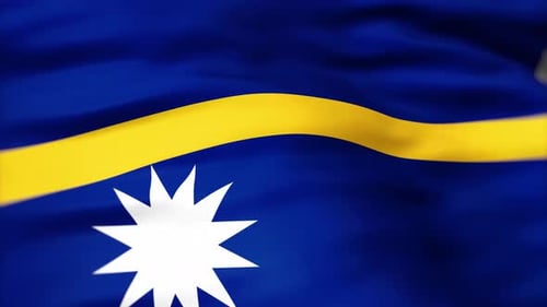 Nauru Flag Waving Animation with Realistic Fabric Texture