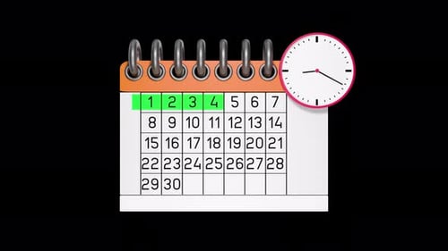 Calendar and Clock Animation with Date Highlighting