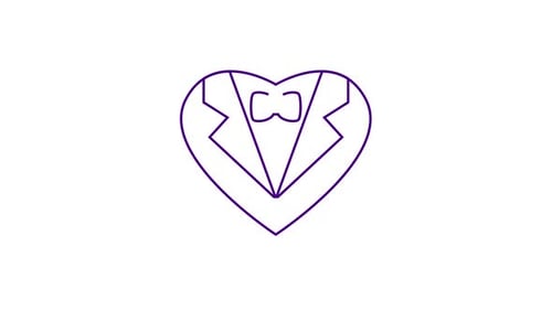 Decorative Heart Tuxedo Line Art Animation
