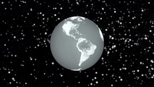 Animation der Erdplanetenkugel vom Weltraum aus gesehen, Der digitale Globus dreht sich. 1241