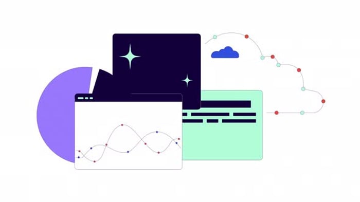 Animated Data Analytics and Cloud Computing Diagram, Elements Motion ...