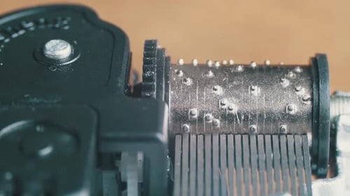 Close Up of Vintage Mechanical Music Box