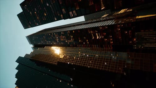 Modern Corporate Skyscrapers Dynamic City Building Reflections