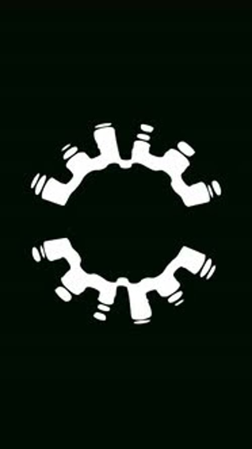 Two white gears on black background