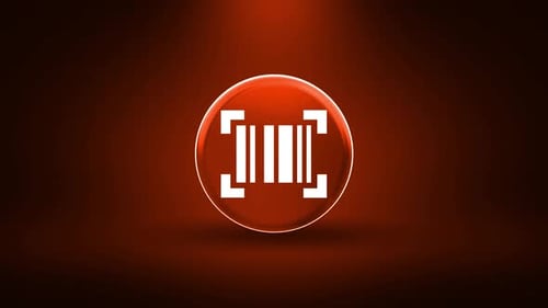 3D Barcode Icon Rotating in a Glass Sphere