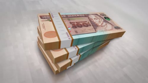 Guatemala quetzal money banknote pile packs