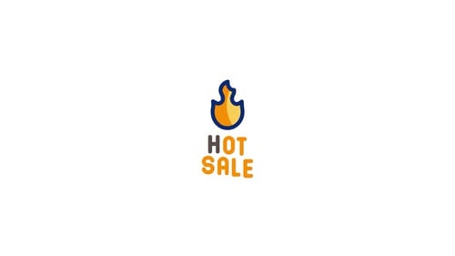 Flat Design Hot Sale Text and Flame Icon Reveal