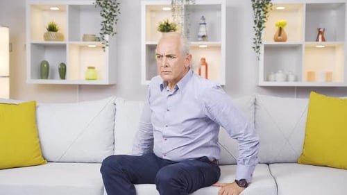 Old man afraid of being alone at home.