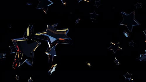 Shiny Glass 3D Stars Falling Abstract Loop Background Animation