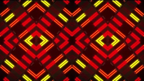 Dynamic neon light pattern glowing brightly in geometric design