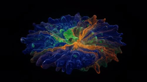 Eine Substanz rotiert und verwandelt sich dann in einen runden Planeten, 3D-Renderdesign