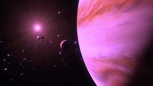 Planet orbits star in space