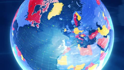 Futuristic Digital Globe Zoom to Canada Map Animation