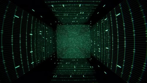 Digital cyberspace particles, animated background.