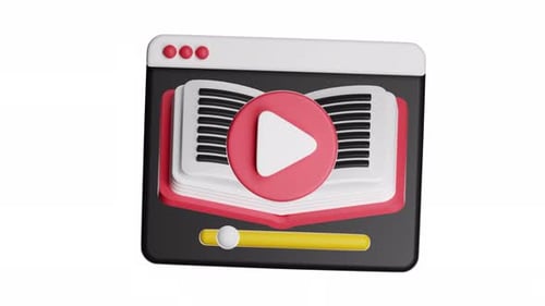 Modern 3D Animated E-Learning Book Player Icon
