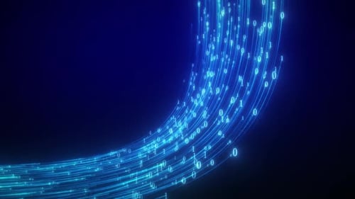 Blue Binary Code Digital Data Stream Technology Background