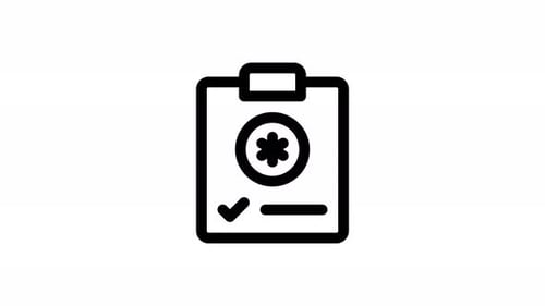 Animated Clipboard Icon with Medical Target and Checkmark